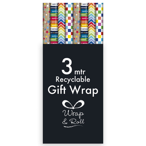 Generic Gift Wrap - EUROWRAP 3m x 70cm Roll 35582-GWC